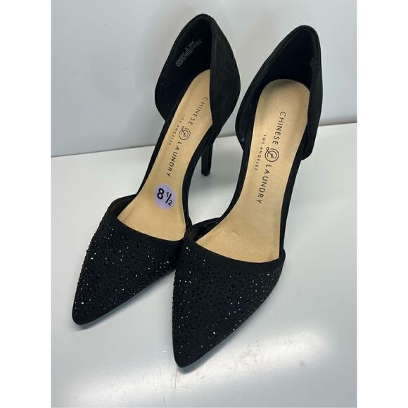 Chinese Laundry Pumps Stiletto Size 8.5 Black Pointy Toes Suede Gorgeous - Picture 10 of 11